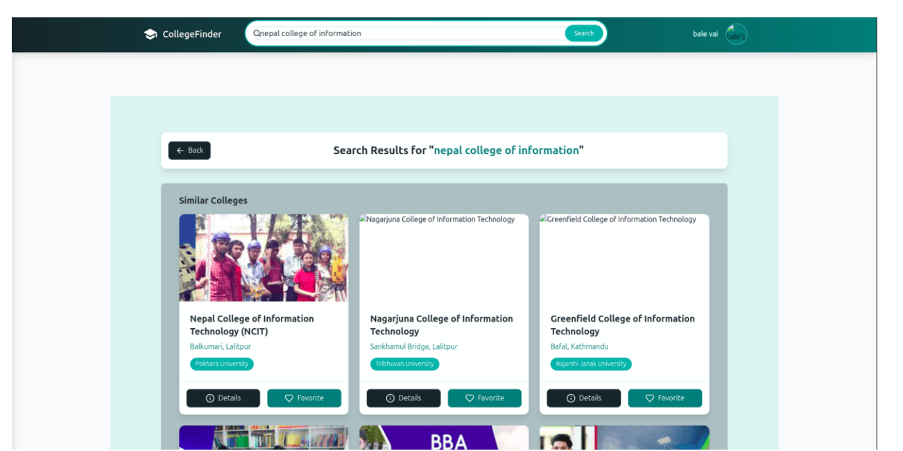 College Finder System